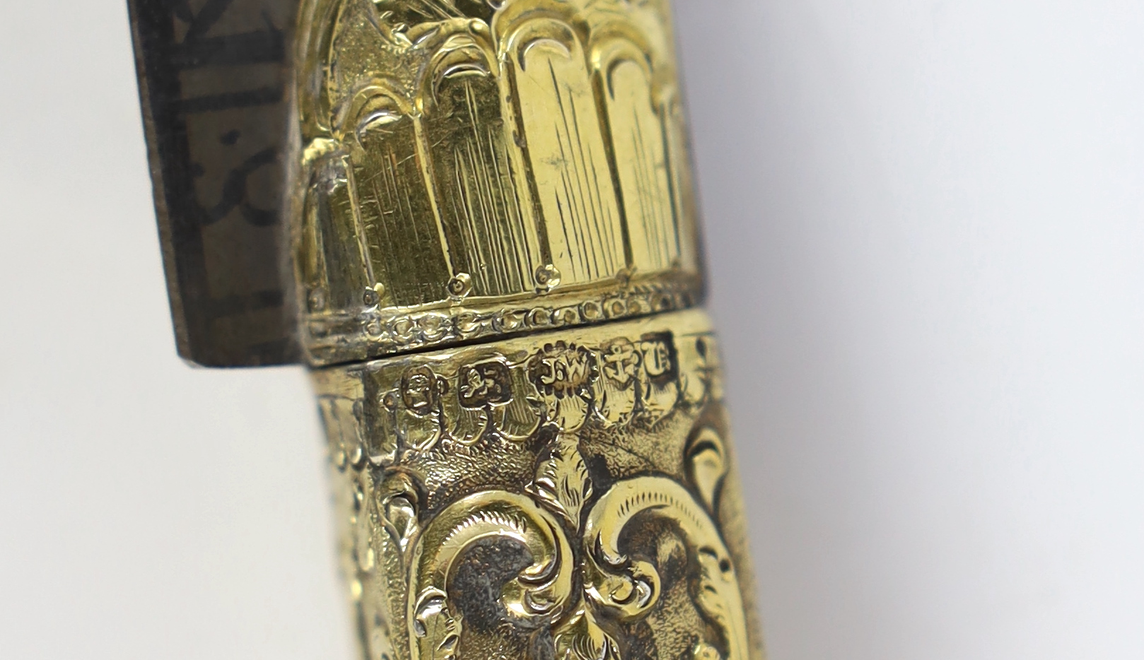 An early Victorian silver gilt handled dagger and scabbard by Joseph Wilmore